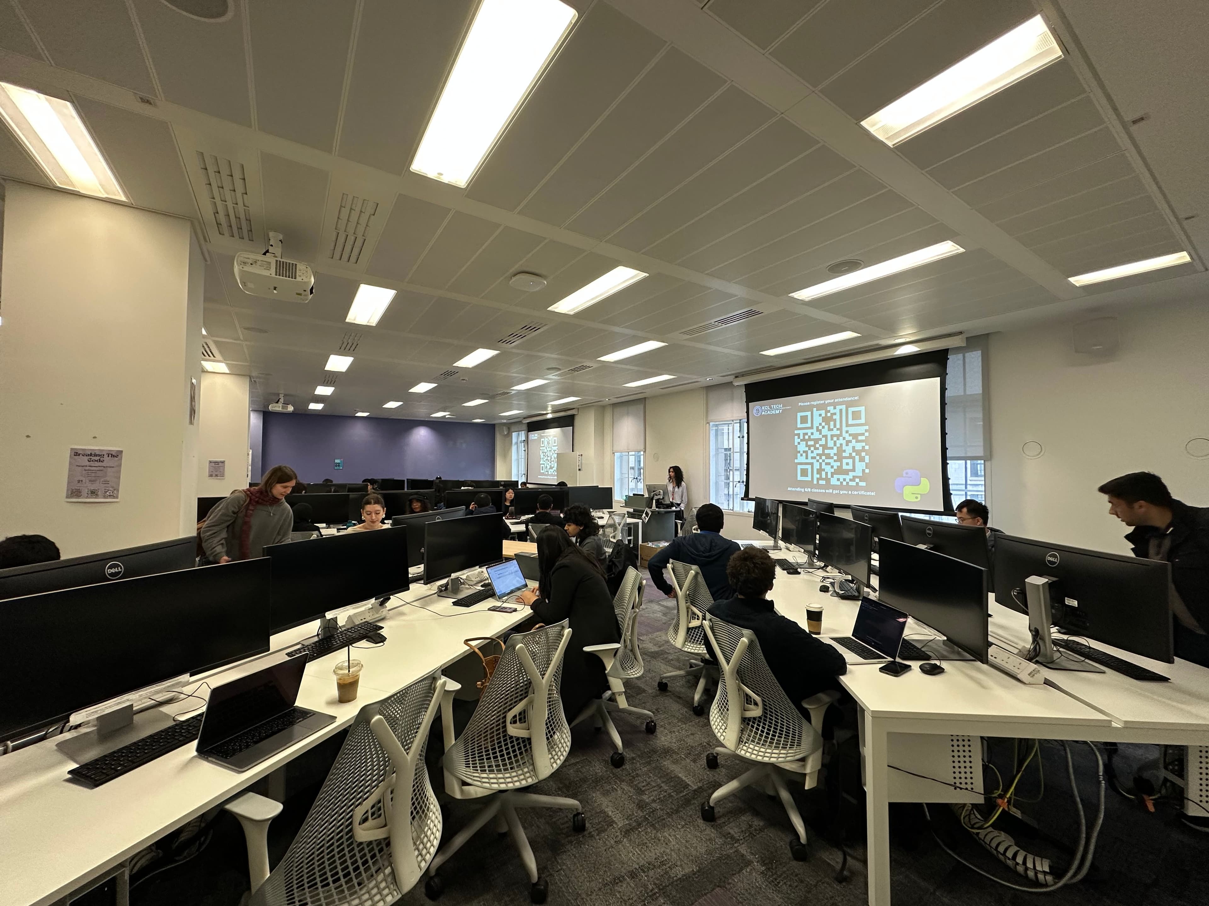 Students learning together at a KCL Tech workshop